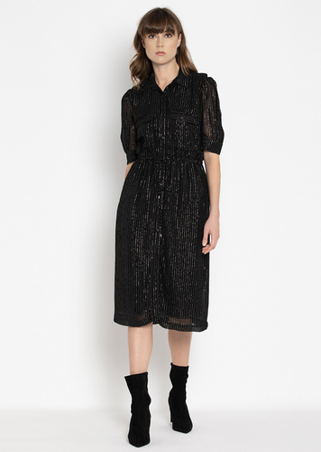 Black Georgette Shirt Dress