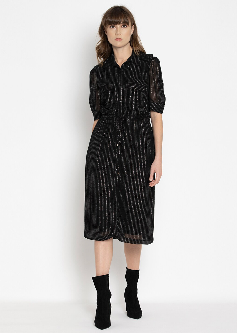 Black Georgette Shirt Dress