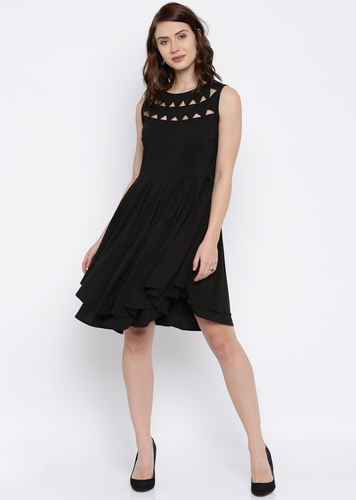 Women Black Fit and Flare Dress